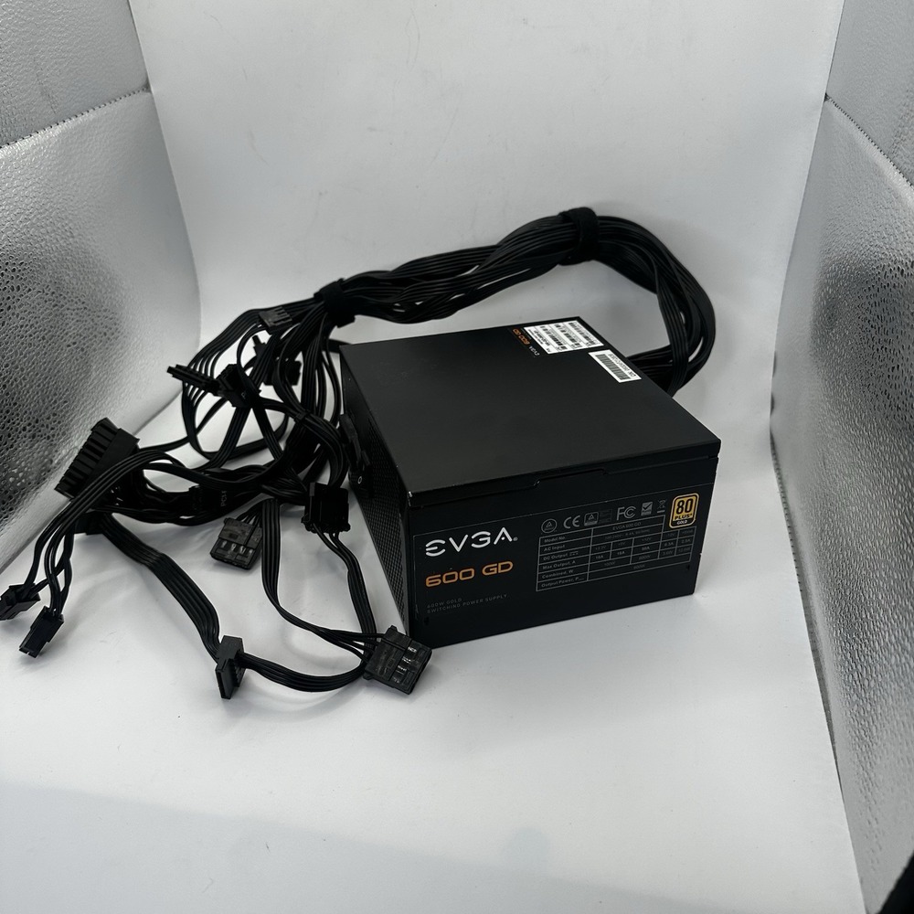 EVGA 80 Plus Gold 600 GD Power Supply No Power Cord Tested Working 100/240V